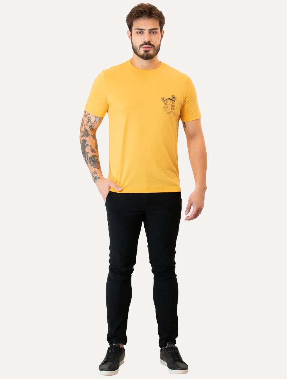 Camiseta Individual Masculina Slim Patrimonio Nacional Amarela