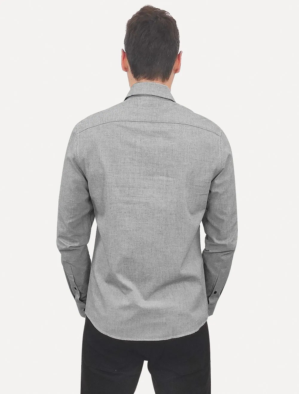 Camisa Calvin Klein Jeans Masculina Slim Tela Algodão Cinza Mescla