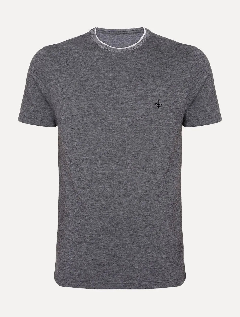 Camiseta Dudalina Masculina Regular Binada Friso Cinza Médio
