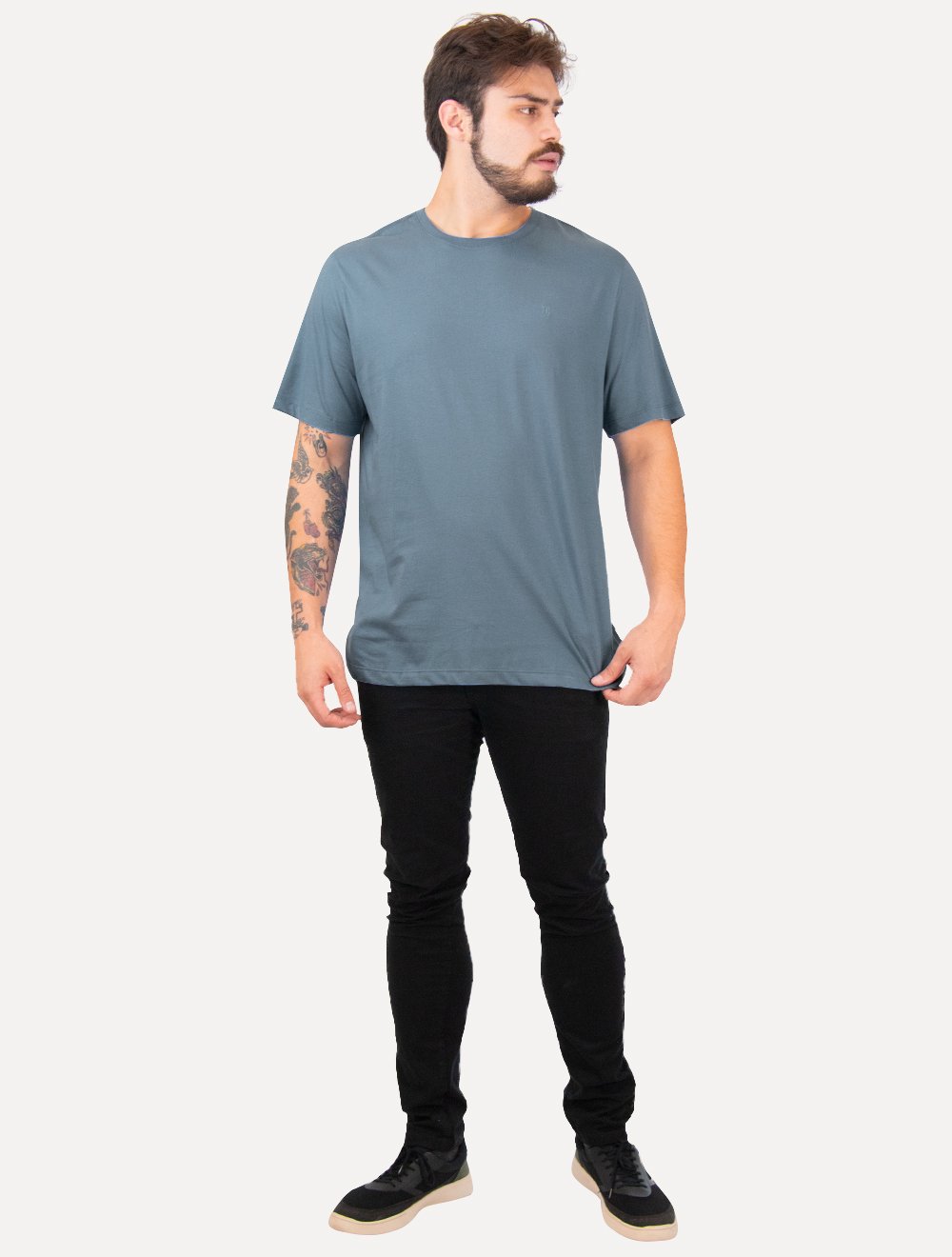 Camiseta Individual Masculina Comfort Logo Azul Médio