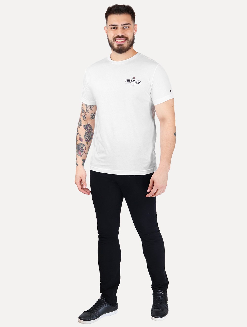 Camiseta Tommy Hilfiger Masculina Stack Poster Logo Branca