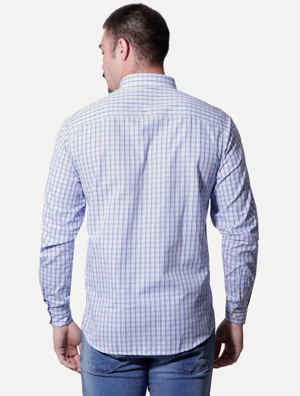 Camisa Ralph Lauren Masculina Custom Fit Turim Xadrez Azul