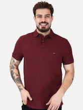 Polo Tommy Hilfiger Masculina Regular Piquet 1985 Bordô
