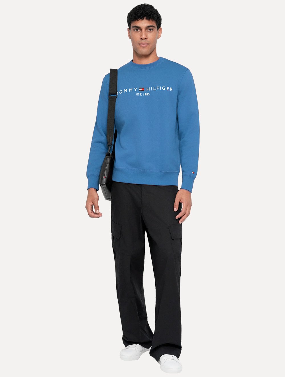 Moletom Tommy Hilfiger Masculino Fleece Logo Crewneck Azul Royal