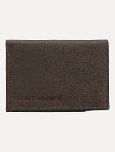 Carteira Calvin Klein Jeans Porta Cartão Couro Floater Queima Logo Marrom