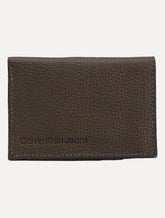 Carteira Calvin Klein Jeans Porta Cartão Couro Floater Queima Logo Marrom
