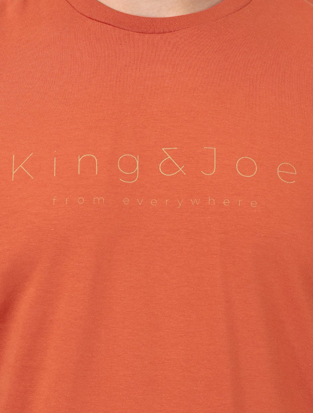 Camiseta King & Joe Masculina Premium Cotton Flex Estampada Laranja