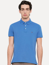 Polo Tommy Hilfiger Masculina Slim Piquet 1985 Orbit Azul