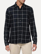 Camisa Calvin Klein Jeans Masculina Slim Dark Plaid Flannel Xadrez Preta