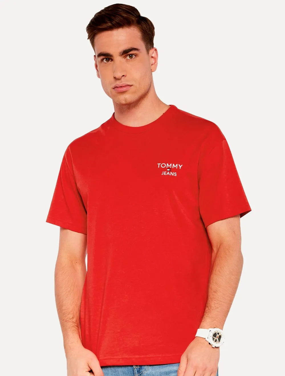 Camiseta Tommy Jeans Masculina Regular Corp Chest Vermelha