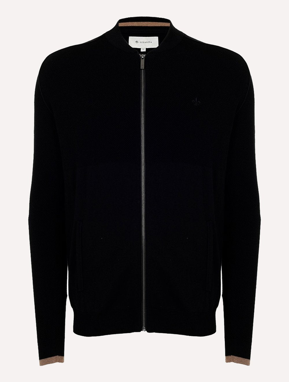Casaco Dudalina Masculino Tricot Bomber Raglan Textura Preto