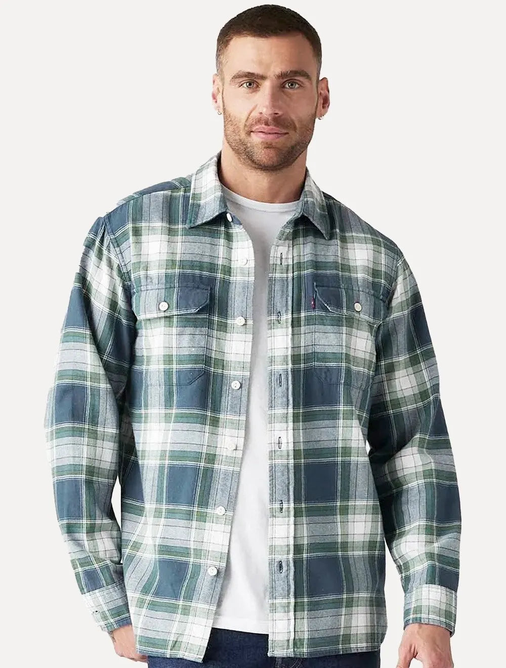 Camisa Levis Masculina Classic Worker Xadrez Azul
