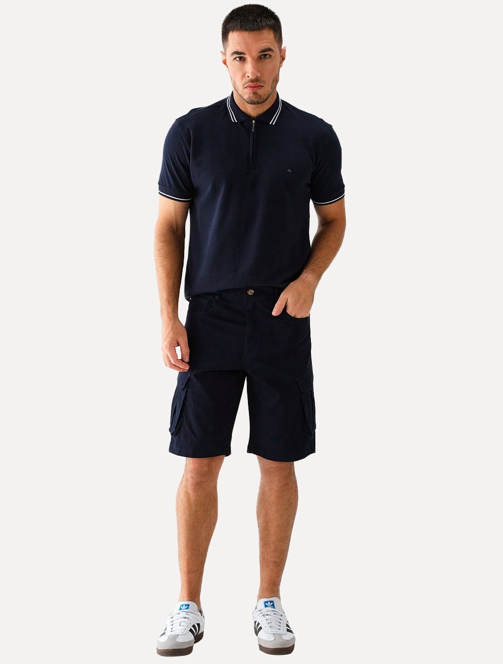 Polo Aramis Masculina Piquet New Classic Zíper Azul Marinho