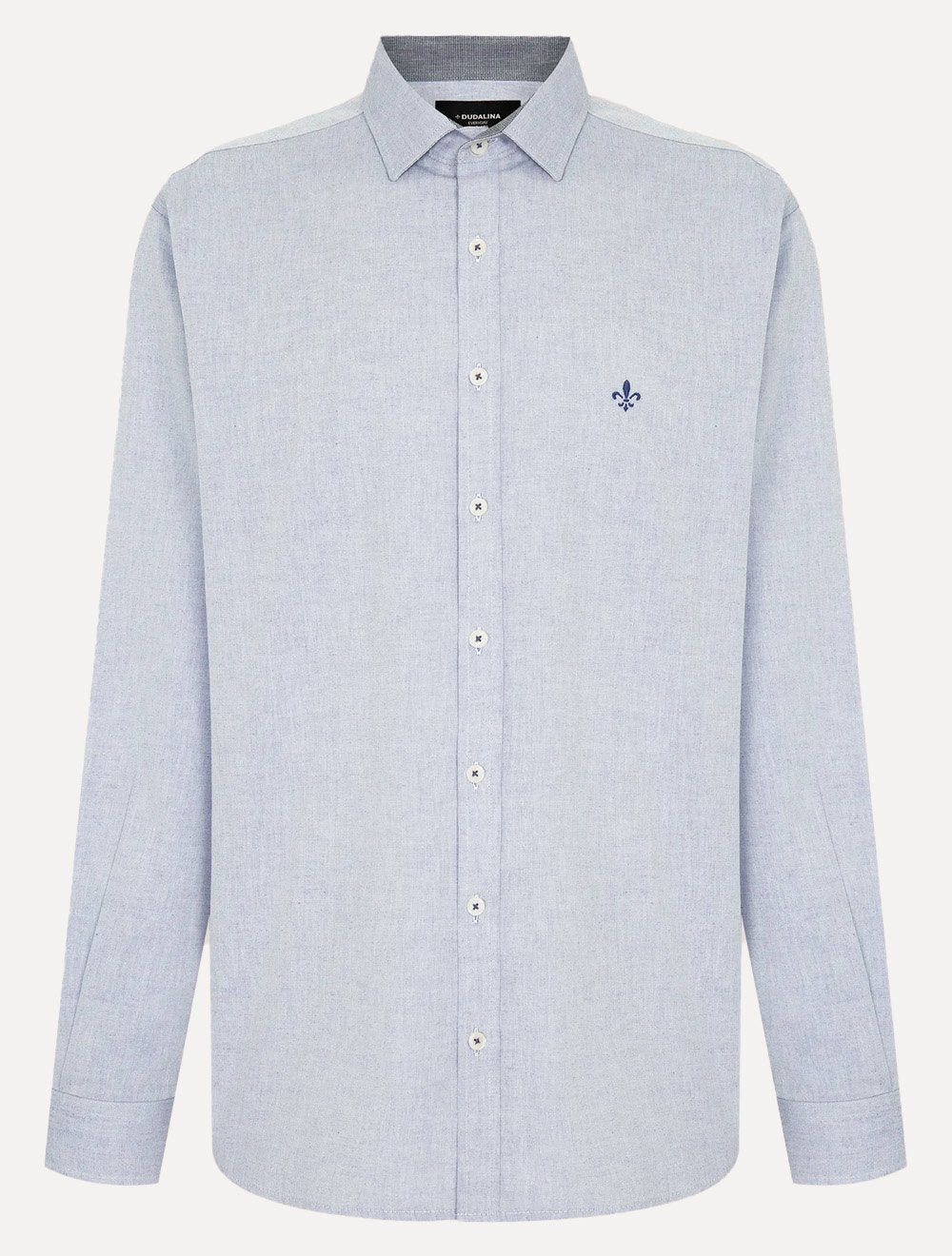 Camisa Dudalina Masculina Comfort Superfine Cotton Melange Azul Médio