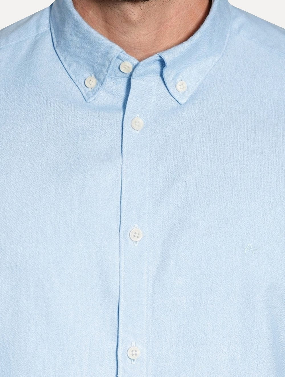 Camisa Aramis Masculina Manga Curta Slim Oxford Planalto Azul Claro