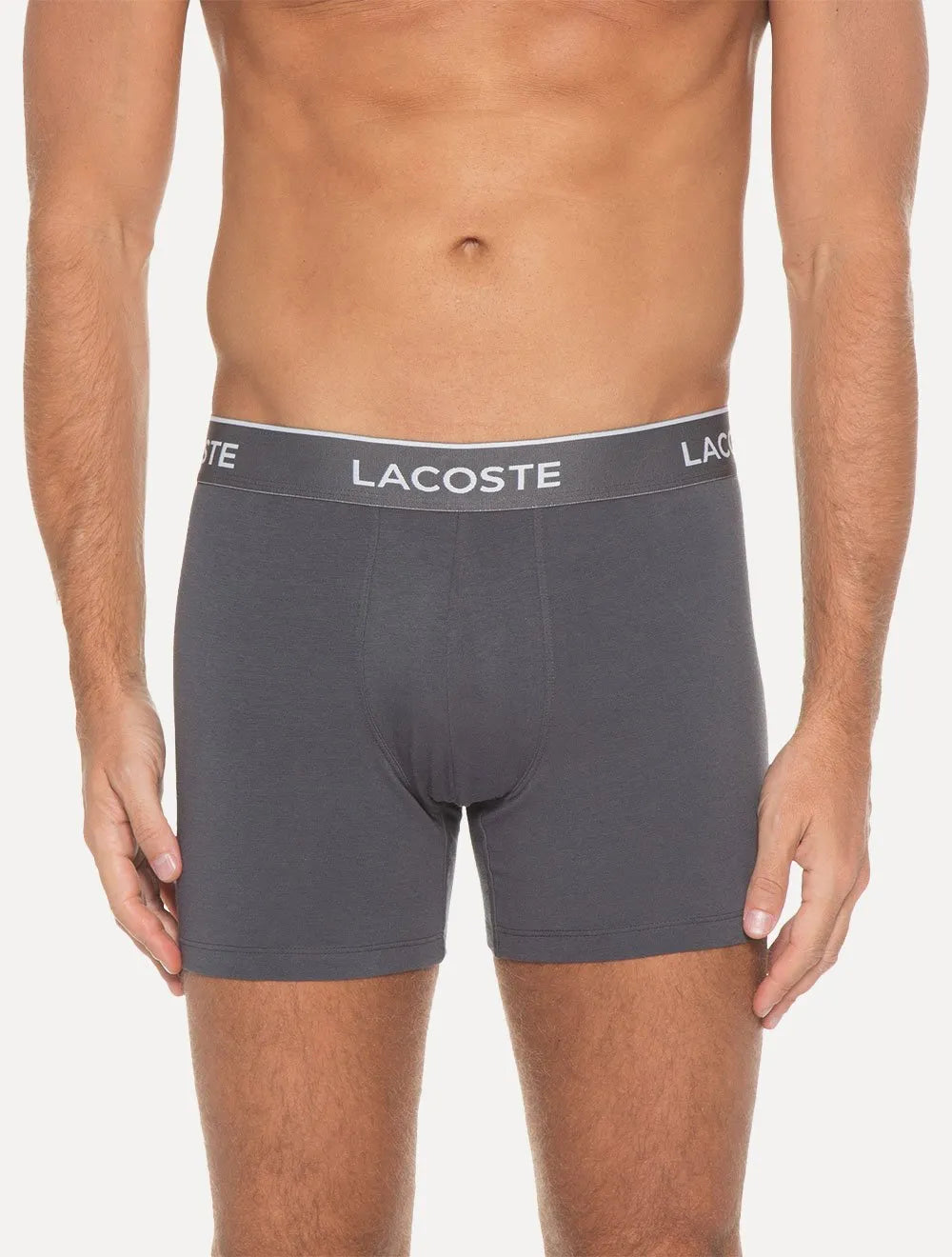 Cuecas Lacoste Boxer Long Colored Lettered Waist Cinza Pack 3UN
