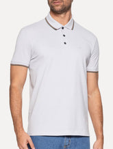 Polo Ellus Masculina Piquet Classic Easa Friso Cinza Claro