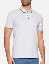 Polo Ellus Masculina Piquet Classic Easa Friso Cinza Claro