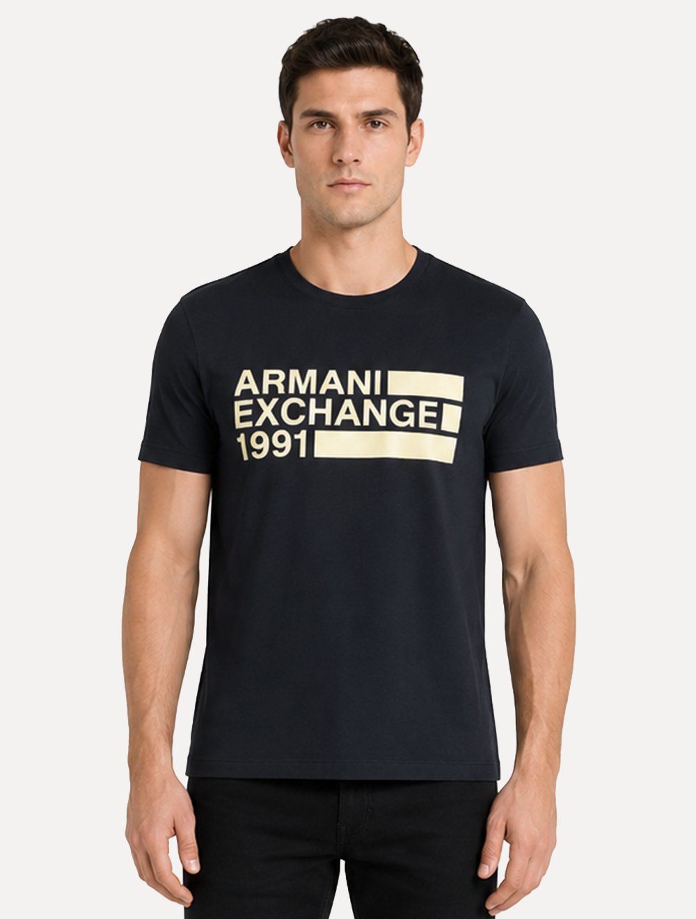 Camiseta Armani Exchange Masculina Slim Fit 1991 Chest Logo Azul Marinho