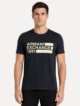 Camiseta Armani Exchange Masculina Slim Fit 1991 Chest Logo Azul Marinho