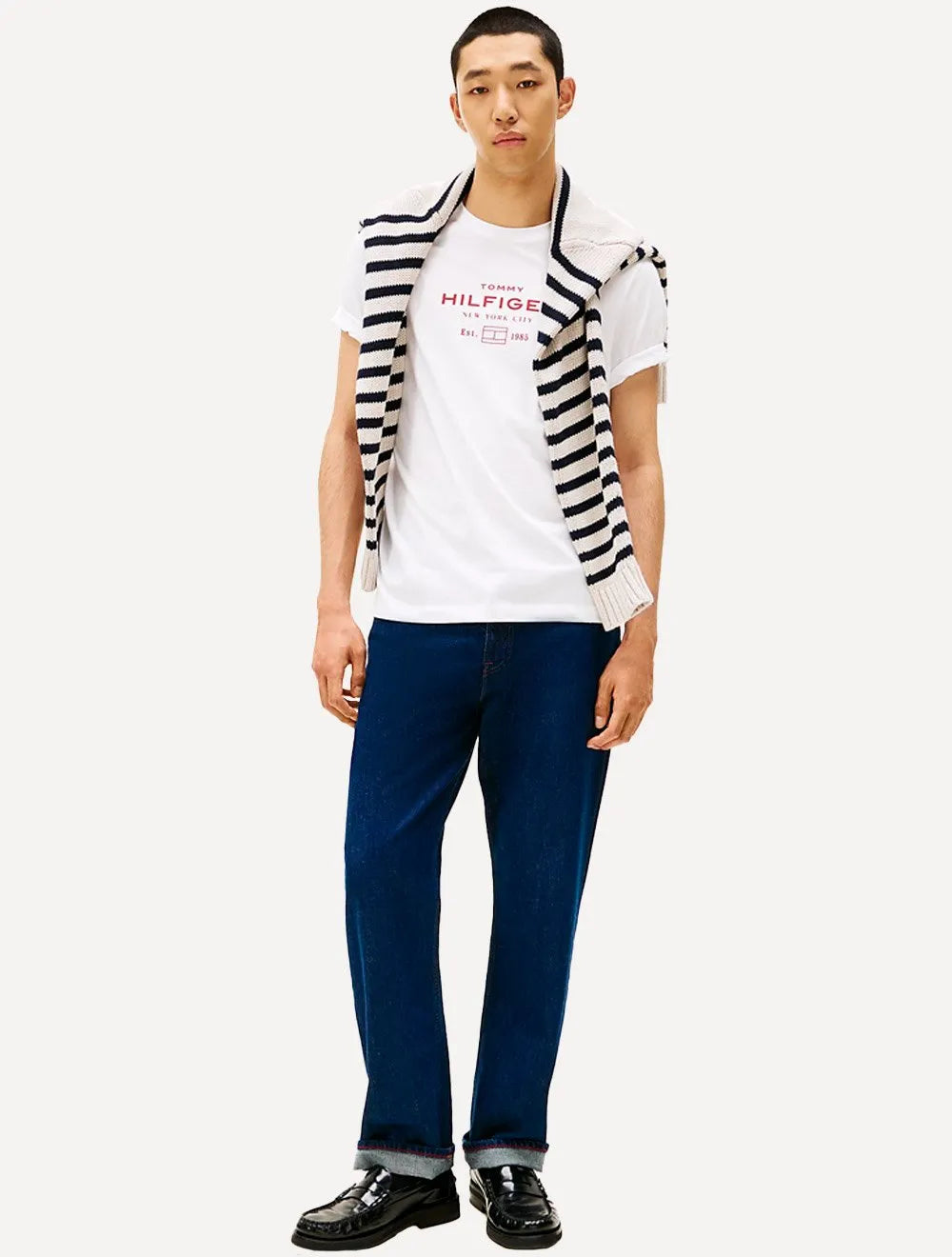 Camiseta Tommy Hilfiger Masculina Center New Stack Branca