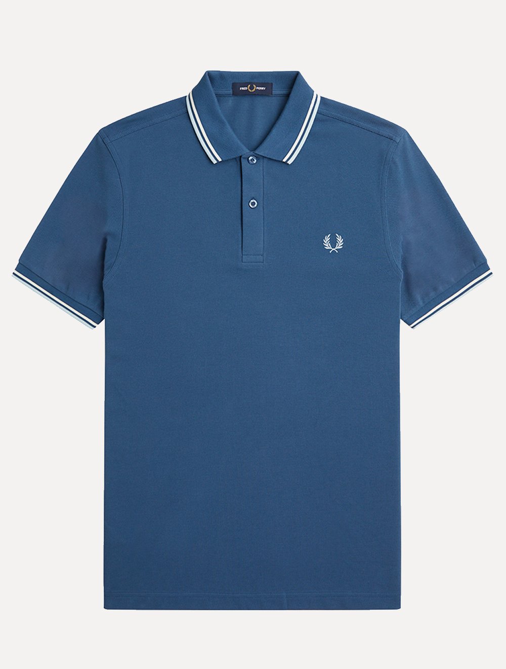 Polo Fred Perry Masculina Piquet Regular White Blue Twin Tipped Azul