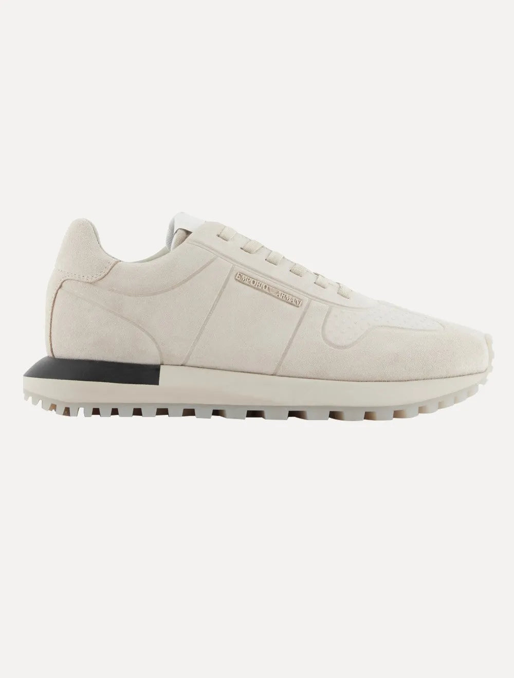 Tênis Empório Armani Masculino Couro Textura Camurça Off White