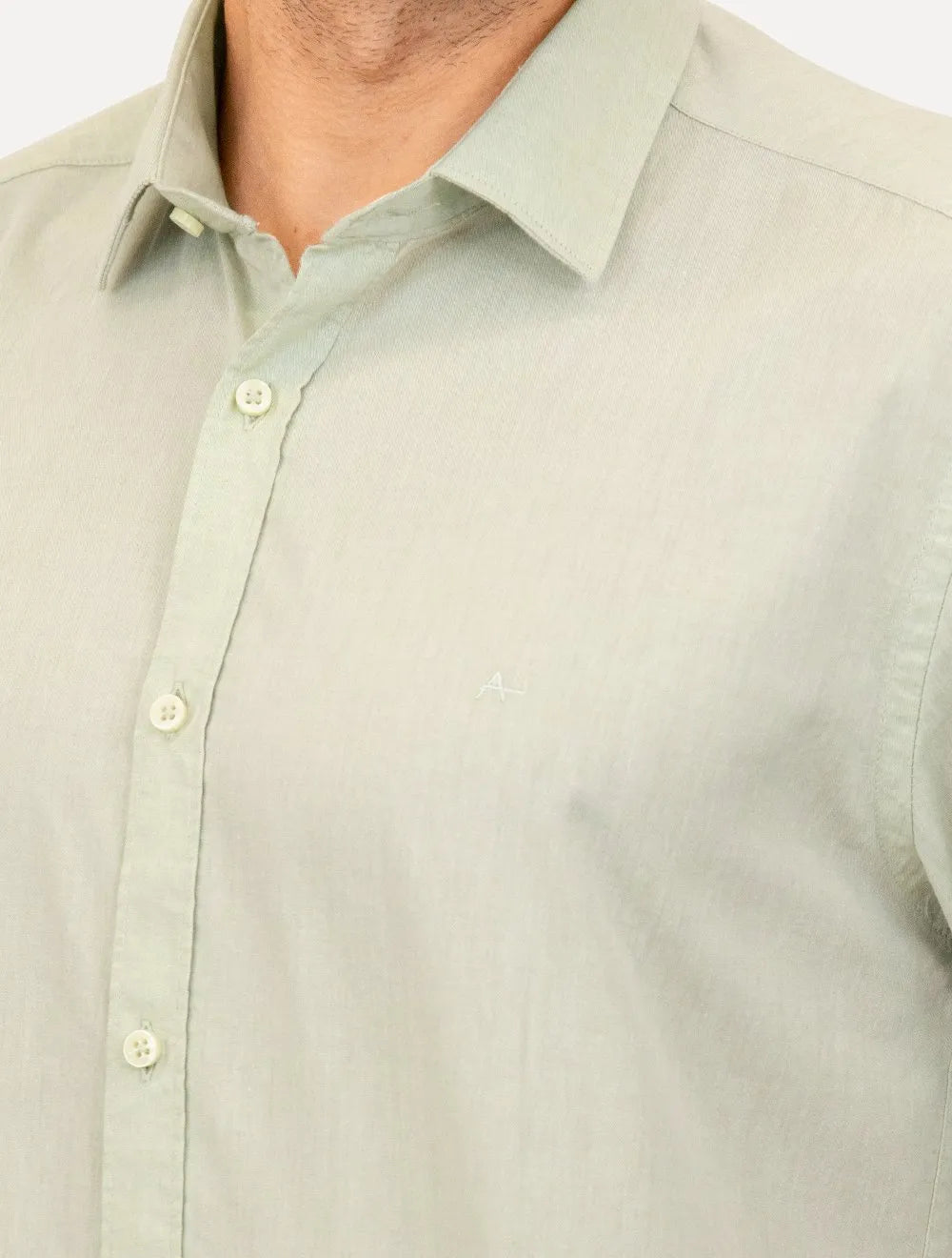 Camisa Aramis Masculina Manga Curta Slim Algodão Willis Verde Mescla
