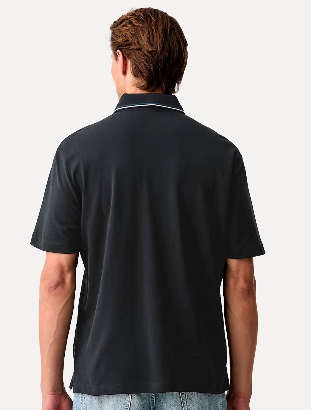 Camisa Polo Armani Exchange Regular Fit Pique Rib Details Azul Marinho