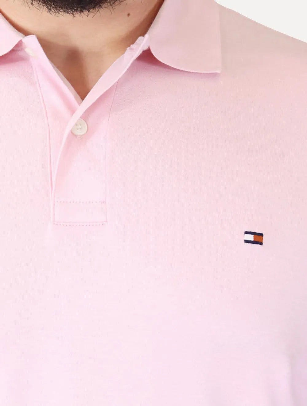 Polo Tommy Hilfiger Masculina Malha Liquid Cotton Seasonal Rosa Fosco