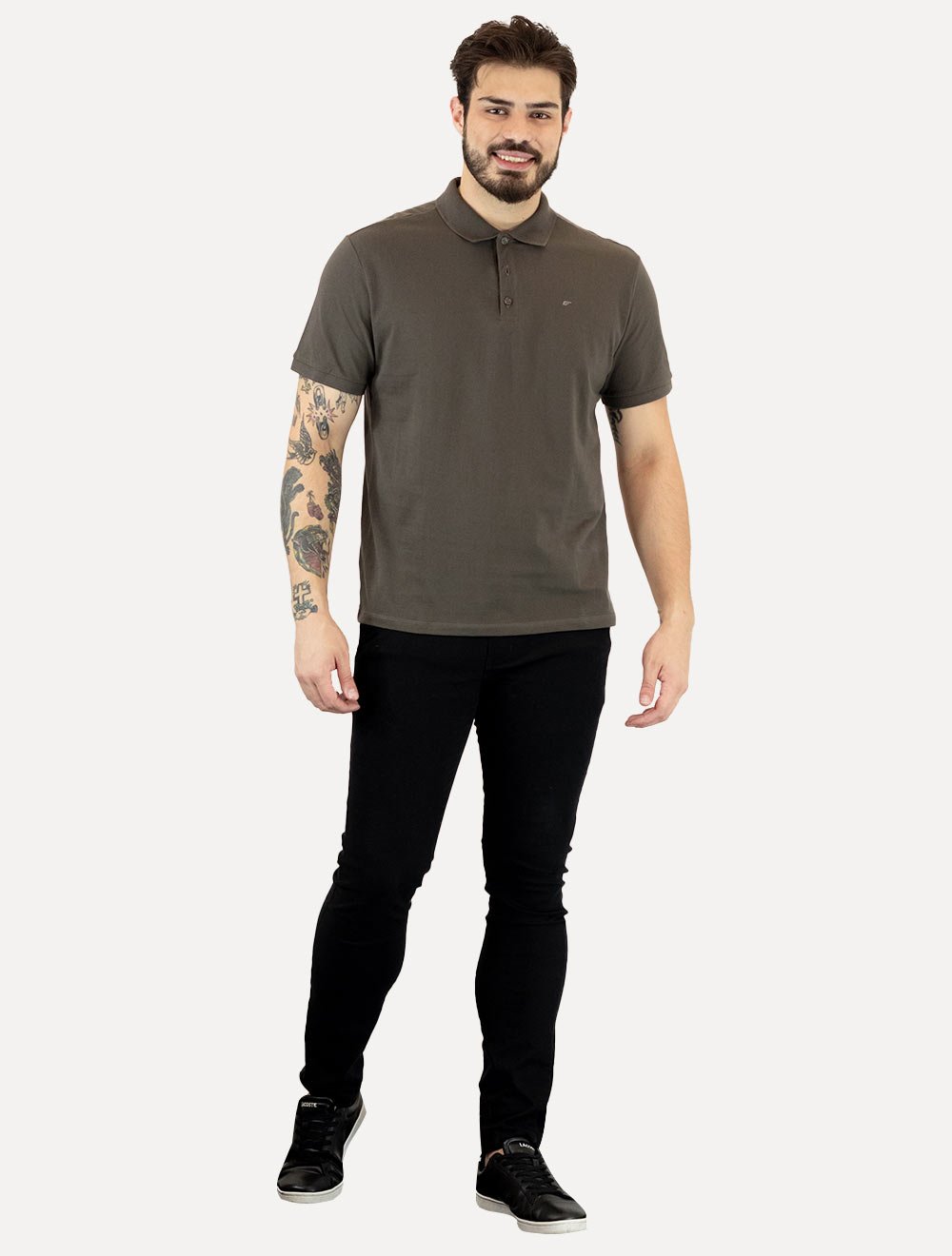 Polo Ellus Masculina Piquet Classic Easa Cinza Médio