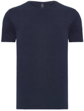 Camiseta Replay Masculina Basic Crewneck Logo Azul Marinho