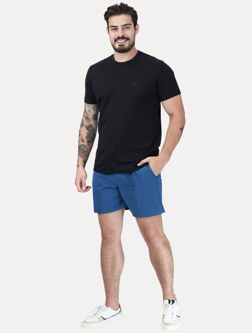 Short King & Joe Masculina Nylon Flex Ripstop Azul