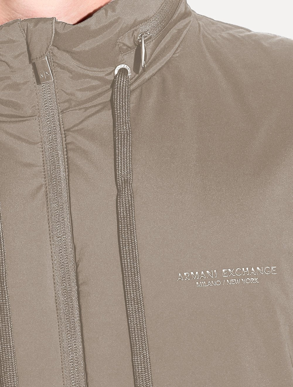 Jaqueta Armani Exchange Masculina Nylon Elástico Caqui