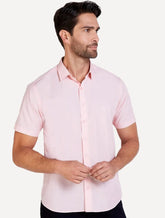 Camisa Dudalina Masculina Manga Curta Slim Wrinkle Free Rosa Claro