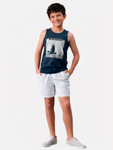 Bermuda Calvin Klein Infantil Color Curta Paper Branca