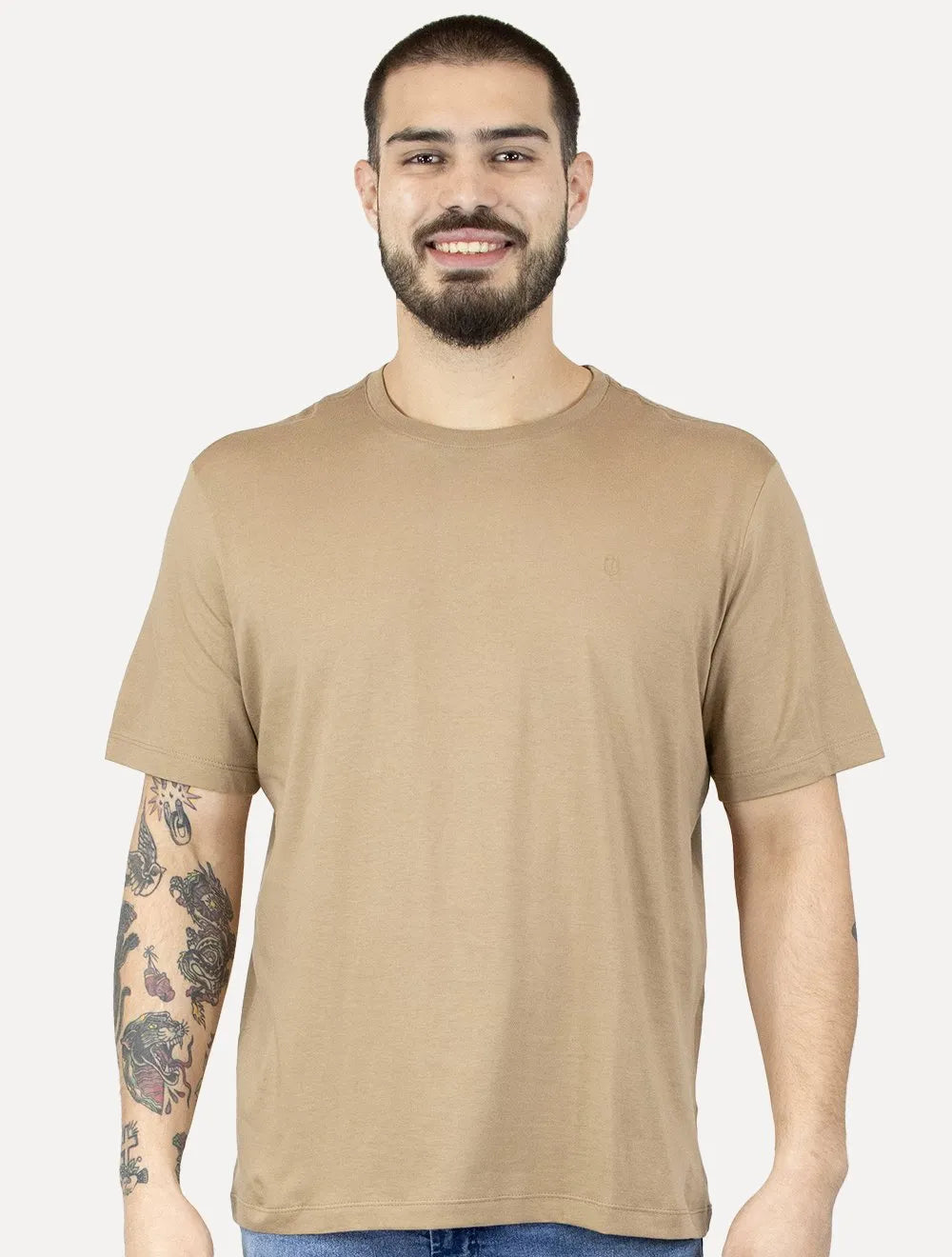 Camiseta Individual Comfort Pima Soft Touch Logo Cáqui