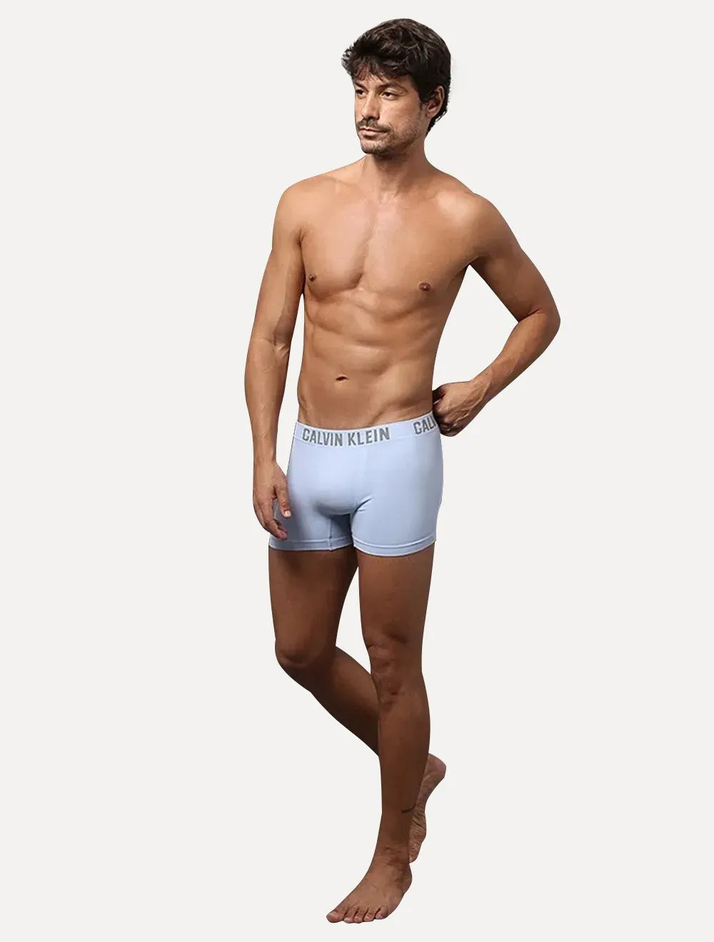 Cuecas Calvin Klein Trunk Seamless Grey Logo Azul Claro e Marinho Pack 2UN