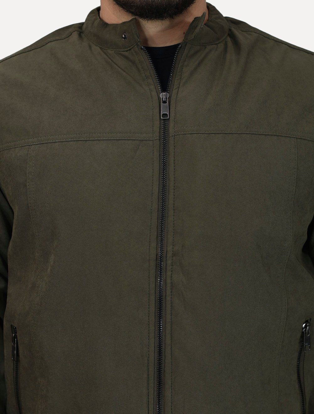 Jaqueta Dixen Masculina Sarja Forrada Zíper Frontal Verde Militar