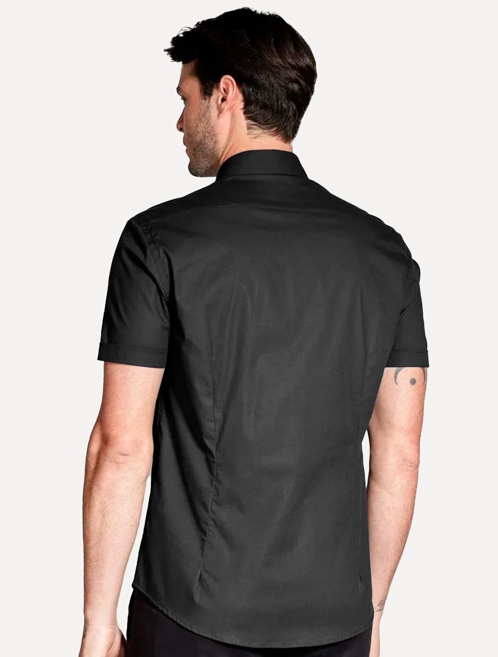 Camisa Aramis Masculina Manga Curta Slim Stretch Tricoline Preto