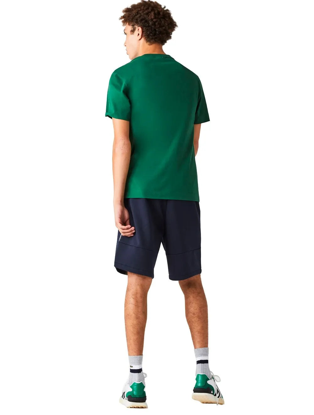 Bermuda Lacoste Masculina Moletom Fleece Signature Sash Azul Marinho