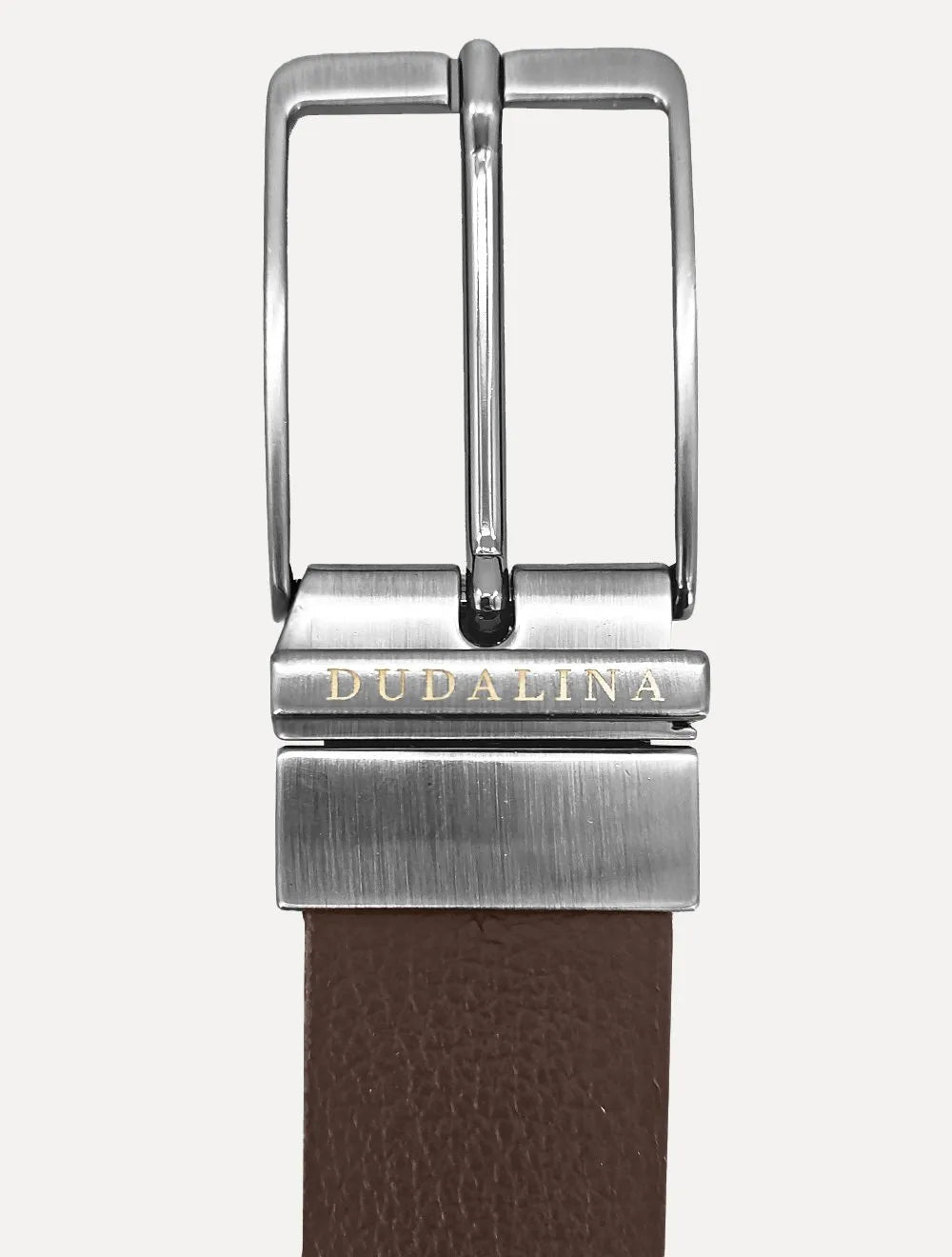 Cinto Dudalina Masculino Couro Dupla Face Grain Marrom Café