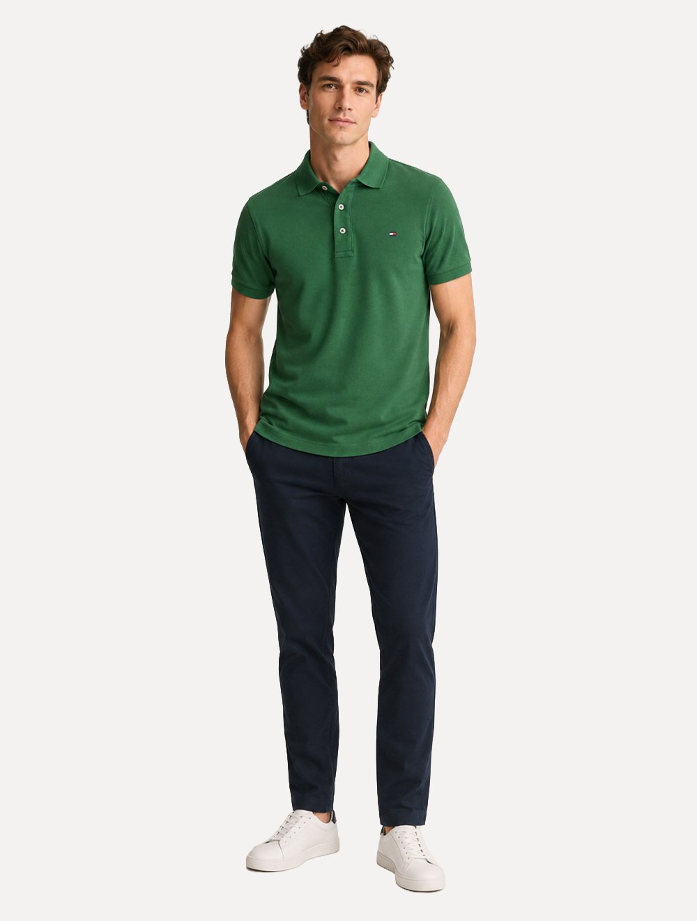 Polo Tommy Hilfiger Masculina Slim Piquet 1985 Street Verde