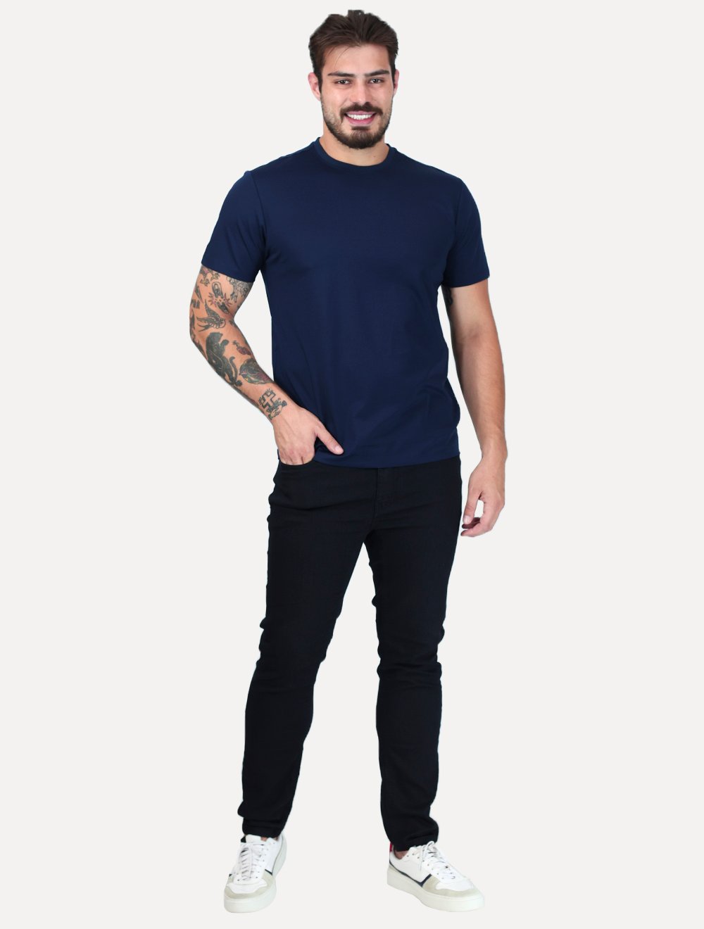 Camiseta Aramis Masculina Mercerizedo Interlock Azul Marinho