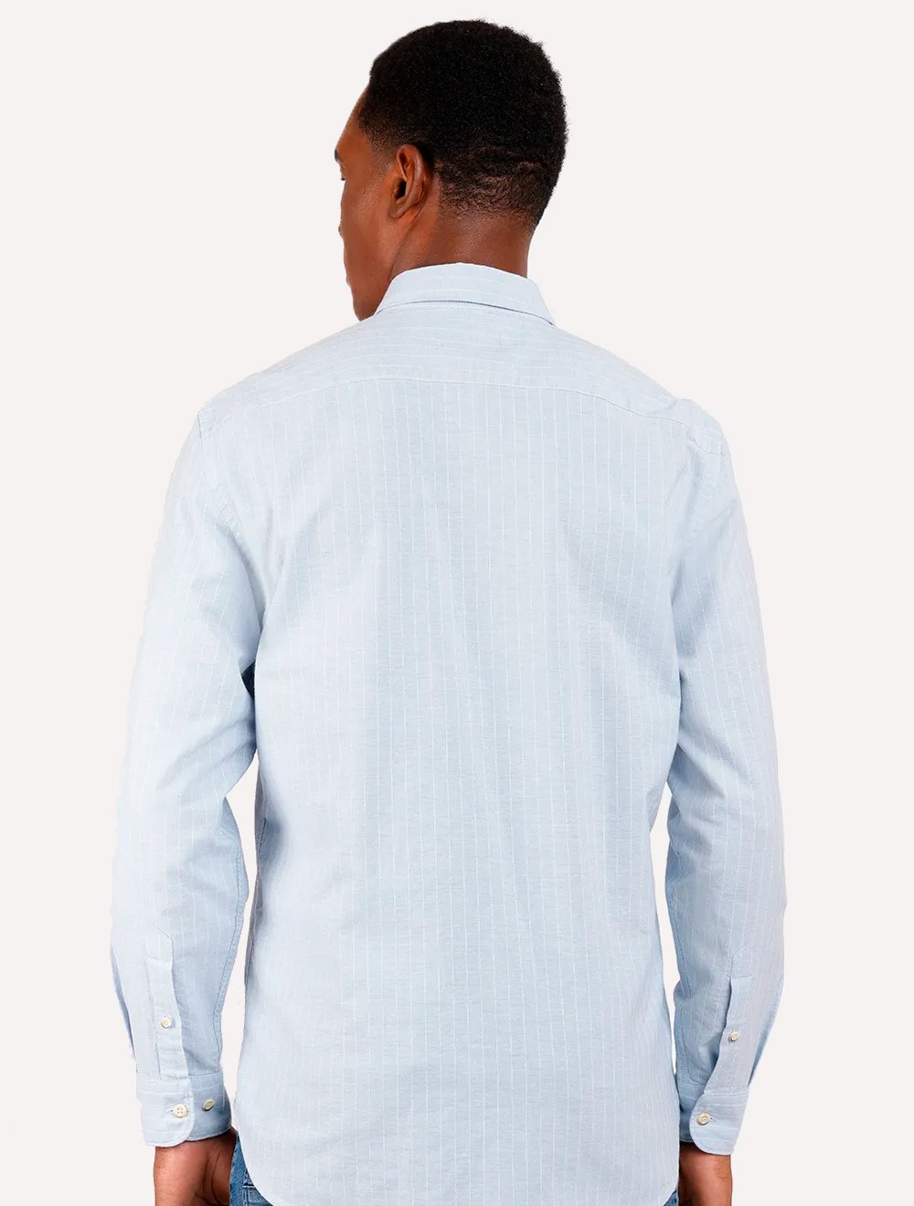 Camisa Aramis Masculina Regular Listras Backstitch Azul Claro