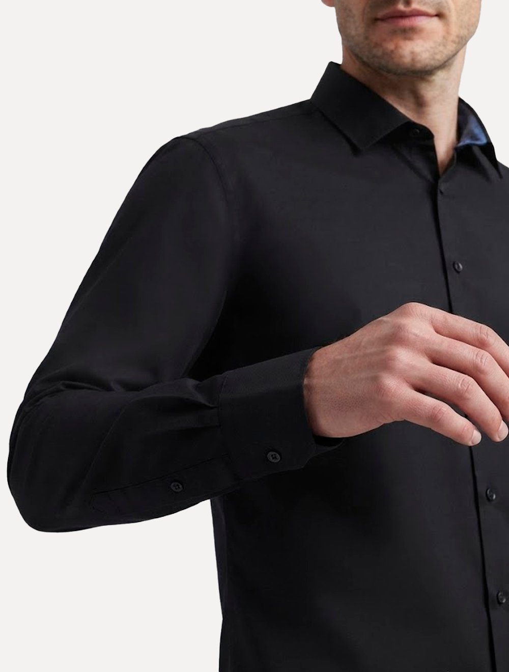 Camisa Dudalina Masculina Slim Superfine Cotton Mono Logo Lisa Tricoline Preta