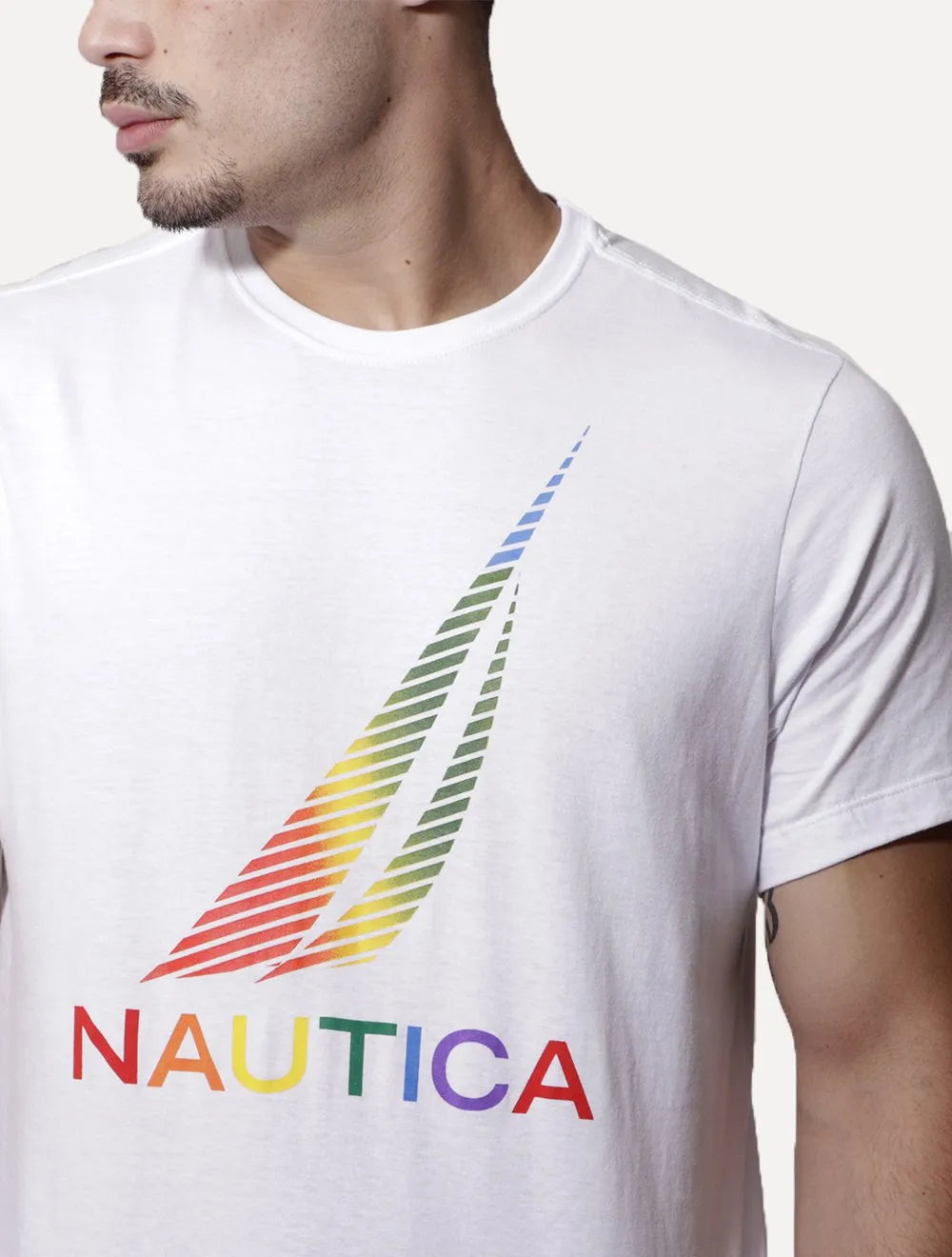 Camiseta Nautica Masculina Sail Graphic Colors Branca