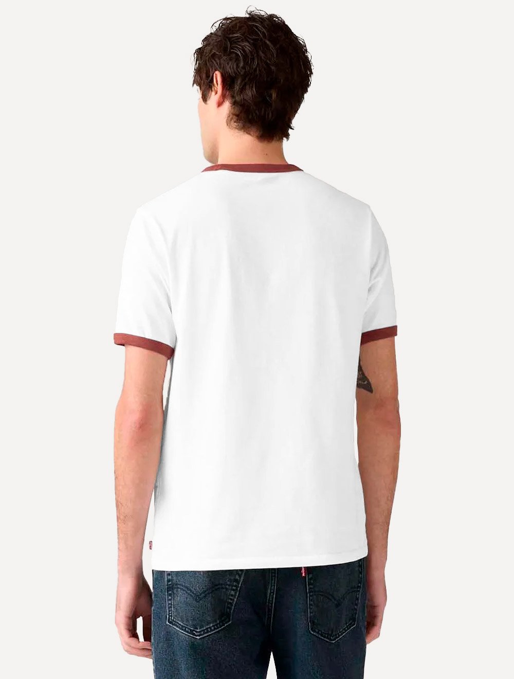 Camiseta Levis Masculina Standard Ringer Vermelho Branco