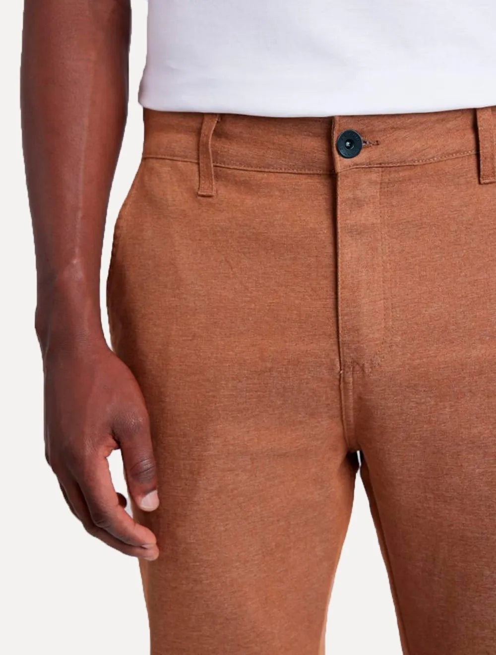 Calça Aramis Masculina Sarja Chino Slim Tinturada Cáqui