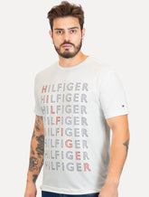 Camiseta Tommy Hilfiger Masculina Logo Repeat Tee Branca